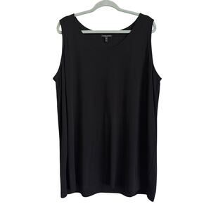 Eileen Fisher 100% Silk Tank Top Blouse Black 2X Casual Lagenlook Minimalist